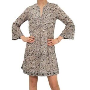 Lola Australia Moroccan Mini Dress S Two Rocks Block Print Gray Floral Boho